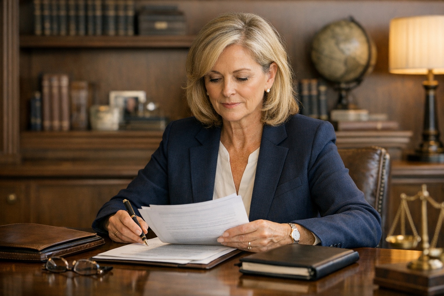 Estate planning attorney with a client