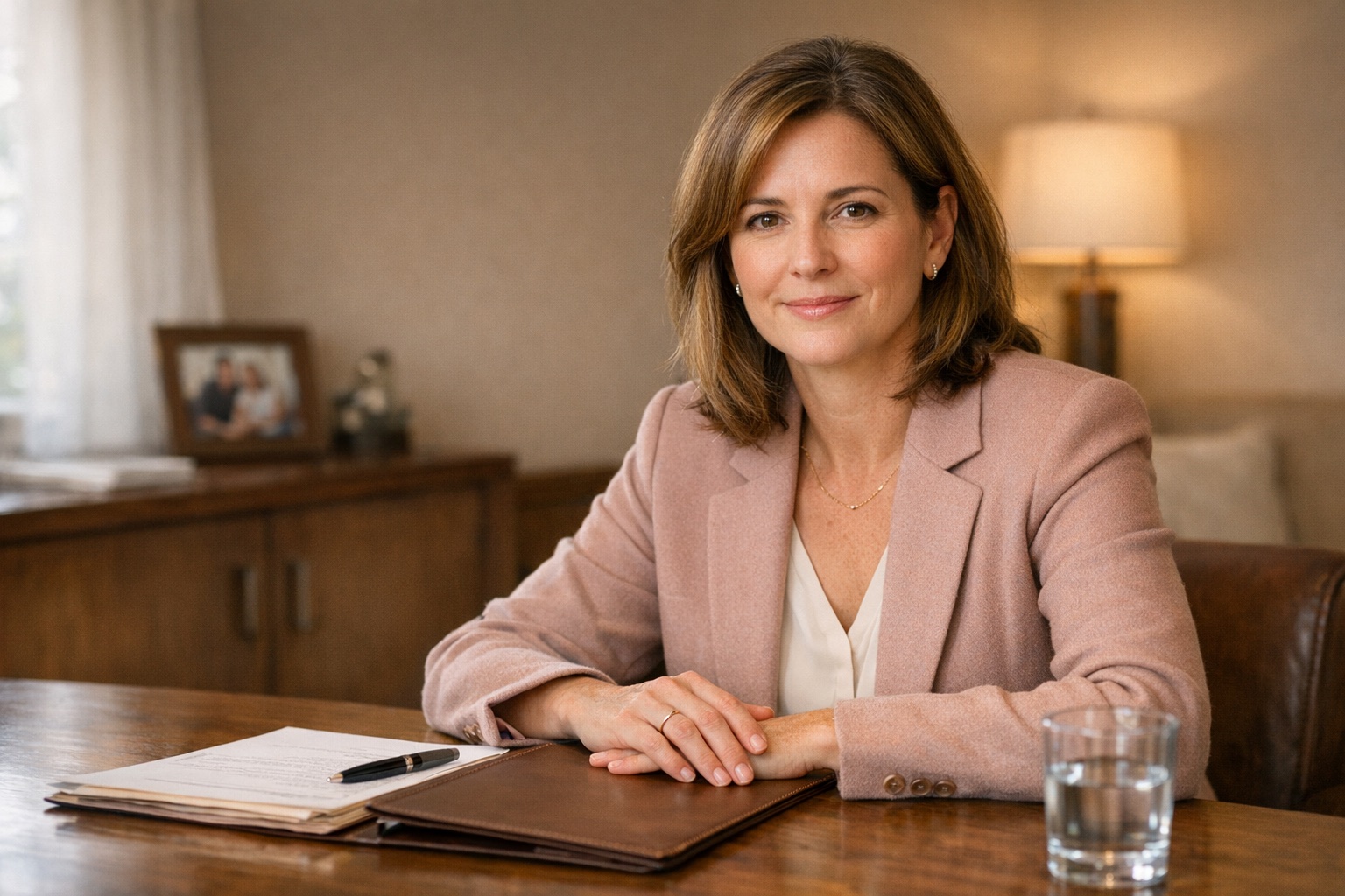 Family law attorney with clients